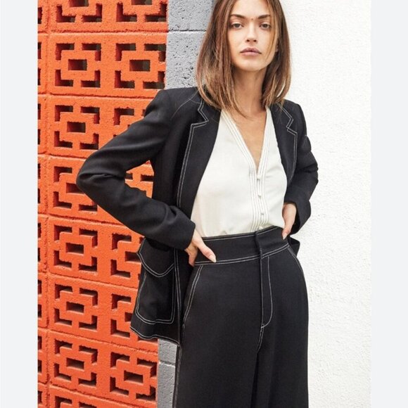 Joie Tabora Contrast Stitched Tailored Blazer - Picture 1 of 10